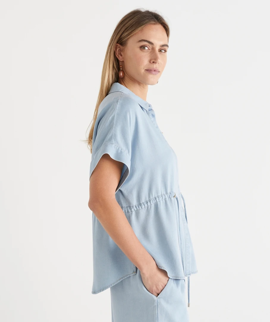 Lyocell Tie Waist Short Sleeve Shirt 8 Lyocell Tie Waist Short Sleeve Shirt