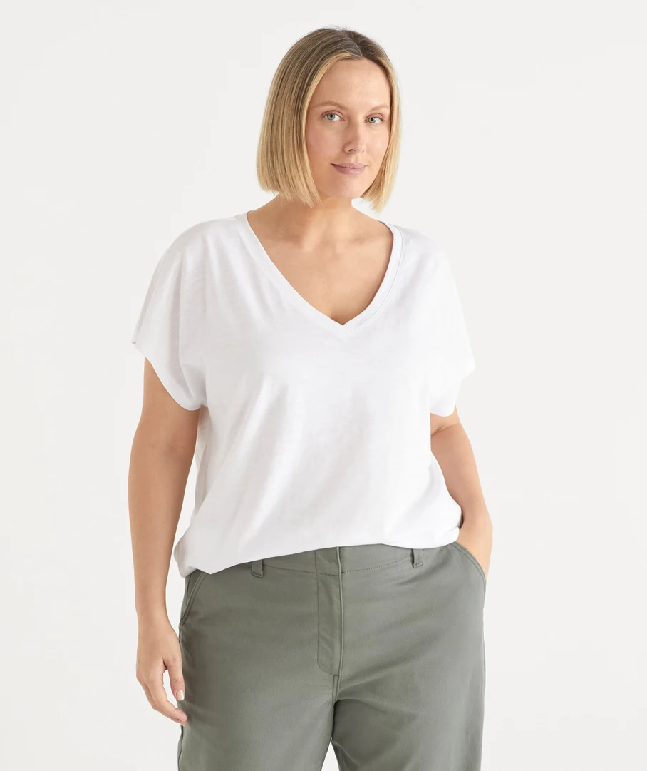 Slub V Neck T-Shirt